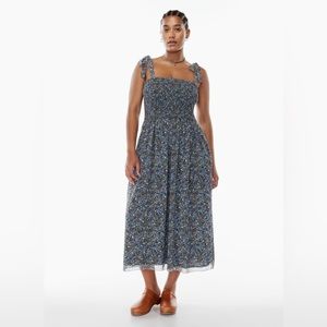 Wilfred Golden Hour Dress in Black/Buoy Blue